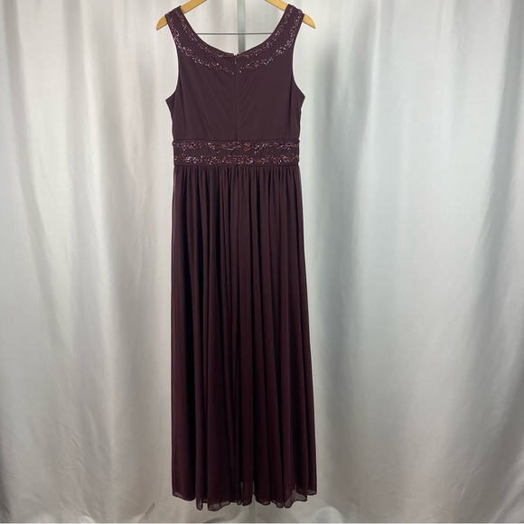 Alex Evenings Size 16 Beaded Faux Wrap Burgundy Maxi Mother Of The Bride - Picture 2 of 10